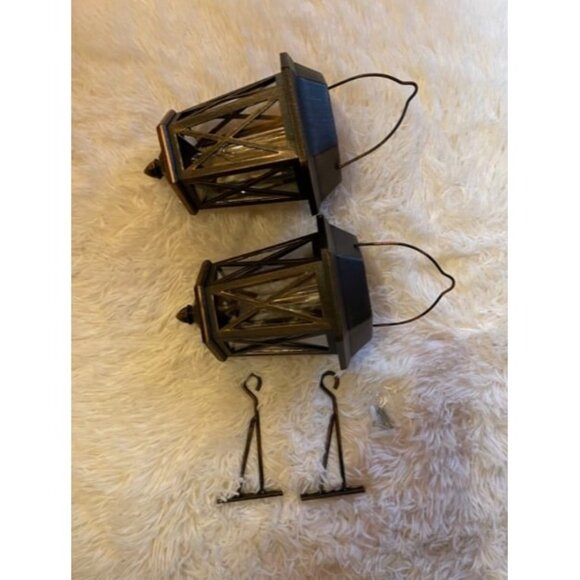 Solar Wall Lantern Lights 2 Pack,Flickering Flame Outdoor Hanging Solar Lights - Picture 2 of 2